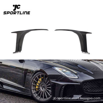 Carbon Fiber Front Bumper Splitter Air Vents and Fins for Jaguar F-Type SVR 2-Door 2016-2019